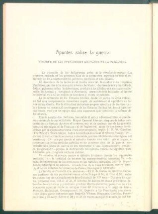 Apuntes sobre la guerra : Resumen de las operaciones militares de la primavera