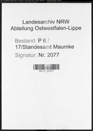 Sterberegister Standesamt Maumke