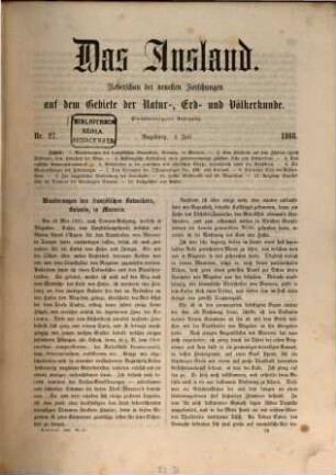 Das Ausland : Wochenschrift für Erd- und Völkerkunde. 41, 2. 1868