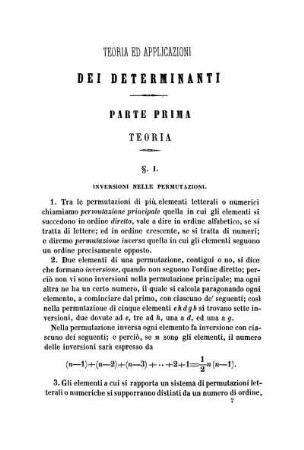 Parte Prima. Teoria de' Determinanti.