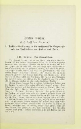 Dritter Kursus. (Lehrstoff der Quarta.)