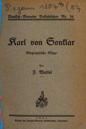 Karl von Sonklar : biographische Skizze