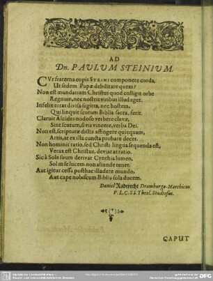 Ad Dn. Paulum Steinium