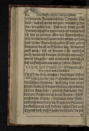 XXXIII. Um Christliche Freundlichkeit gegen dem Nächsten.