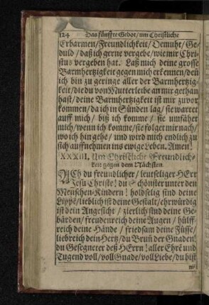 XXXIII. Um Christliche Freundlichkeit gegen dem Nächsten.