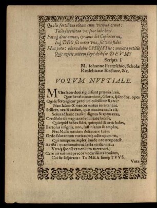 Votum Nuptiale.