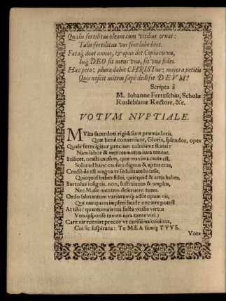 Votum Nuptiale.