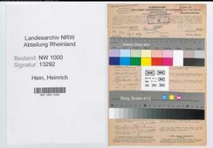 Entnazifizierung Heinrich Hein, geb. 19.08.1892 (Angest.)
