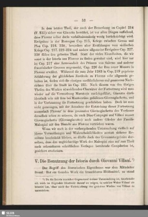 V. Die Benutzung der Istoria durch Giovanni Villani