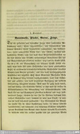 I. Kapitel. Baumwolle, Flachs, Garne, Zeuge