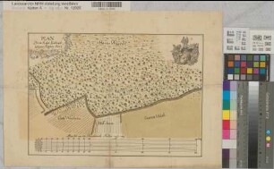 Rinkerode (Drensteinfurt) Hagedorns Busch Übersicht 2.H. 18.Jh. 300 rh. Ruten = 37 cm 28 x 40 kol. Zeichnung Bem.: Wappen von Kerckerinck-Borg Kerckerinck zur Borg, Dep.