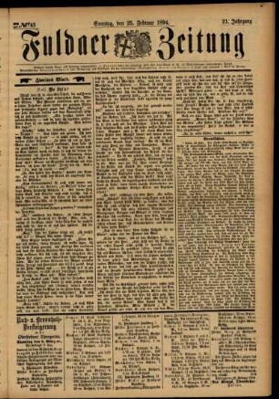 Zweite Ausgabe vom Sonntag, den 25. Februar 1894.