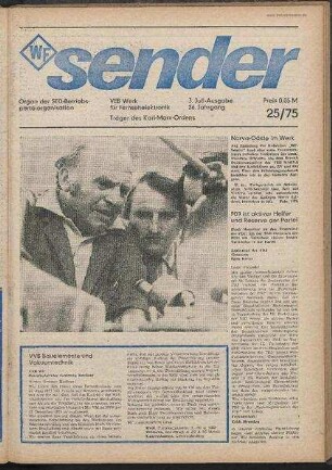 Betriebszeitung 'WF-Sender', Nr.25/1975 (3. Juliausgabe 1975)