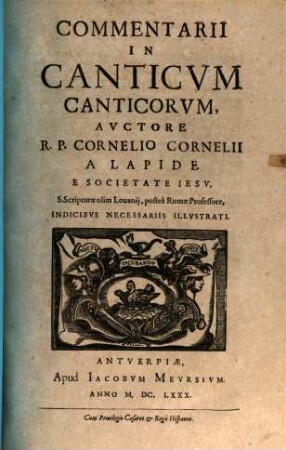 Commentarii In Canticvm Canticorvm