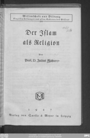 Der Islam als Religion