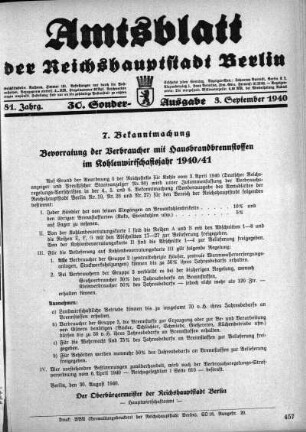 30. Sonder-Ausgabe, 3. September 1940