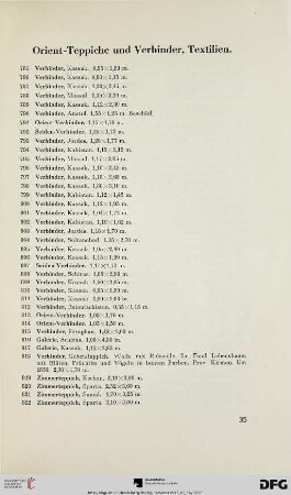 Orient-Teppiche und Verbinder, Textilien (Nr. 785-862)