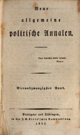 Neue allgemeine politische Annalen. 1827,2, 1827, [2] = Bd. 24