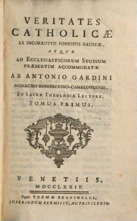 Veritates catholicae, 1