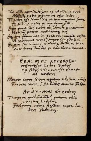 74r-74v, Buchwidmungen. Erasmus Rotterdamensis...