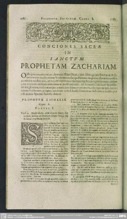 Conciones Sacrae In Sanctum Prophetam Zachariam