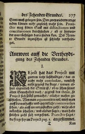 Antwort auff die Vertheydigung des Zehenden Grundes.
