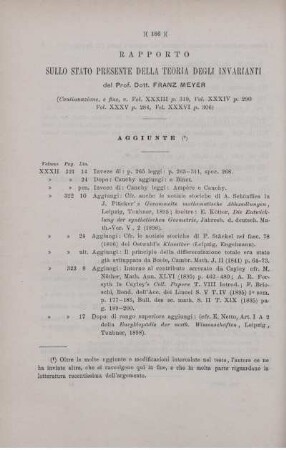 Rapporto sullo stato presente della teoria degli invarianti.
