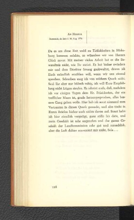 An Herder Darmstadt, den 10. August 1776