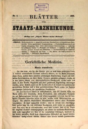 Blätter für Staatsarzneikunde. 1866