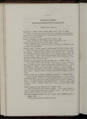 Pubblicazioni periodiche pervenute all' Accademia nel mese di gennaio 1887.