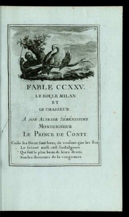 Fable CCXXV. Le Roi, Le Milan Et CHasseur.