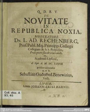 De novitate in republica noxia