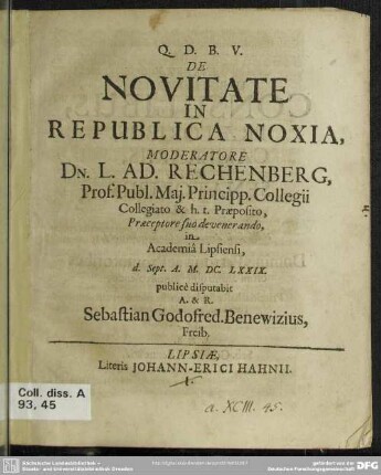 De novitate in republica noxia