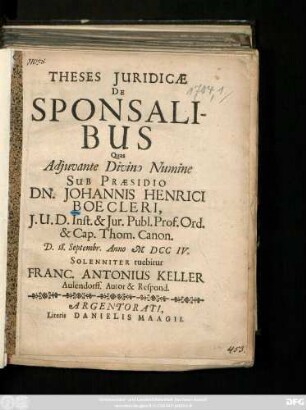 Theses Juridicæ De Sponsalibus
