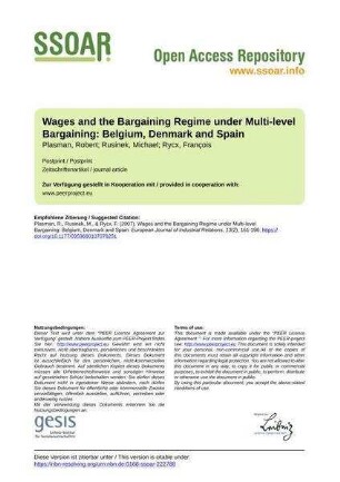 Wages and the Bargaining Regime under Multi-level Bargaining: Belgium, Denmark and Spain