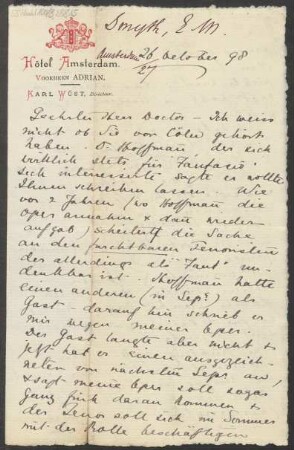 Brief an B. Schott's Söhne : 26.10.1898