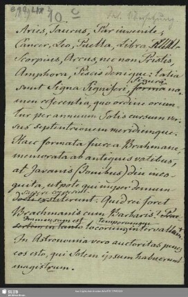B,10c: Sentences sur l'antiquitè [lat. Übersetzung]