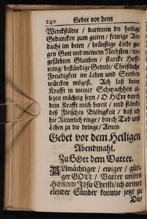 Gebet vor dem Heiligen Abendmahl.