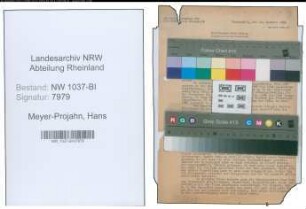 Entnazifizierung Hans Meyer-Projahn , geb. 10.11.1891 (Kunstmaler)