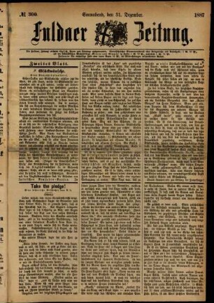 Ausgabe vom Samstag, den 31. Dezember 1887.