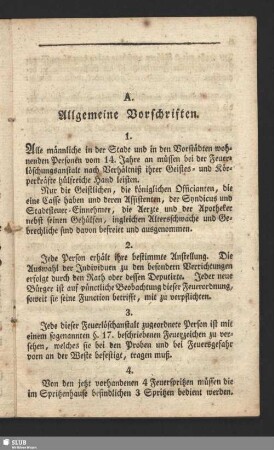 [Vorschriften und Instructionen]