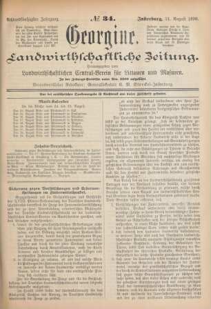 Achtundfünfzigster Jahrgang. No. 34. Insterburg, 21. August 1890.