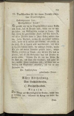1) Berichtschreiben. - 2) Bittschreiben.