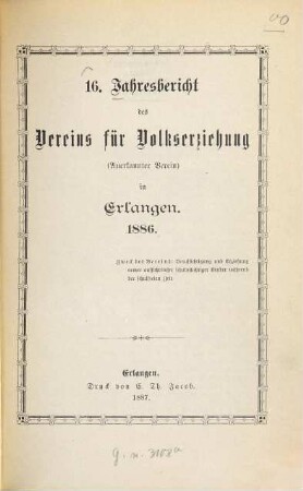 Jahresbericht. 16. 1886 (1887)