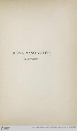 Di una mano votiva in bronzo