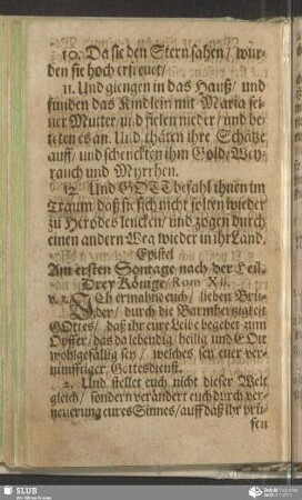 [Am ersten Sontage nach der Heiligen Drey Könige]