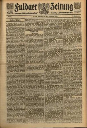 Erste Ausgabe vom Samstag, den 18. Dezember 1909.