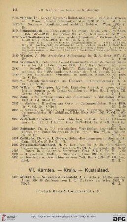 VII. Kärnten - Krain - Küstenland (Nr.2496-2590)