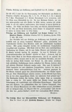 285 [Rezension] Schulte, Adalbert, Beiträge zur Erklärung und Textkritik des Buches Tobias