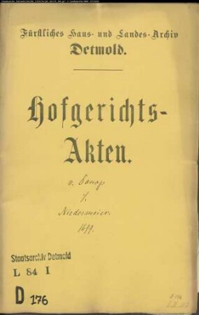 von Donop, Vormunde gegen Niedermeier zu Brüntorf - Schuldforderung